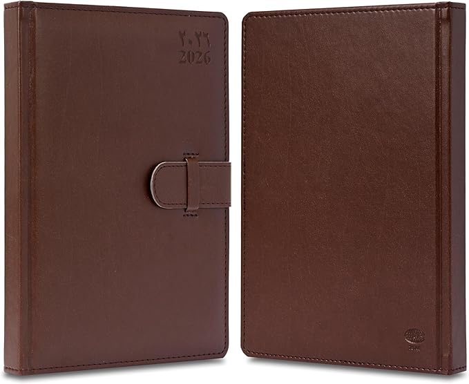 FIS Dark Brown 170×240 PU Strap 2026 AE Diary - FSDI75AE26DBR - Al Masam Stationery LLC