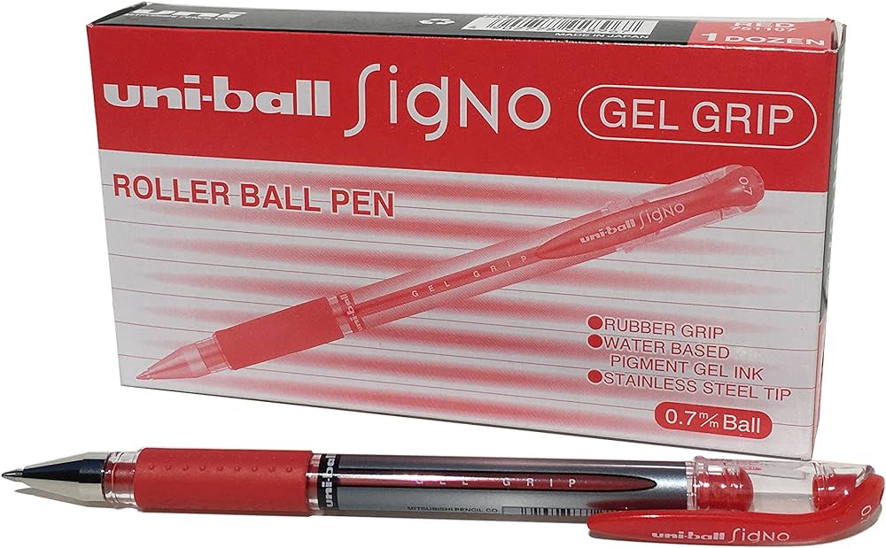 Uniball Signo Gel Pen 0.7mm Red - Al Masam Stationery LLC Main image
