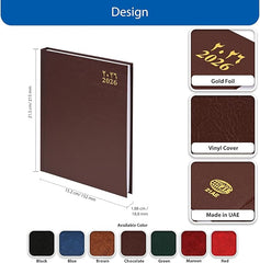 FIS Chocolate A5 Arabic-English Hard Cover Vinyl 2026 Diary-FSDI21AE26CH