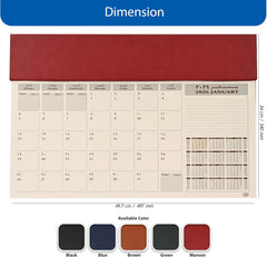 FIS Maroon PVC 490x340mm Arabic-English 2026 Desk Planner - FSDK2AE26MR