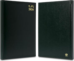 FIS Green A4 Vinyl Gold Edge Arabic-English 2026 Diary - FSDI43AEG26GR