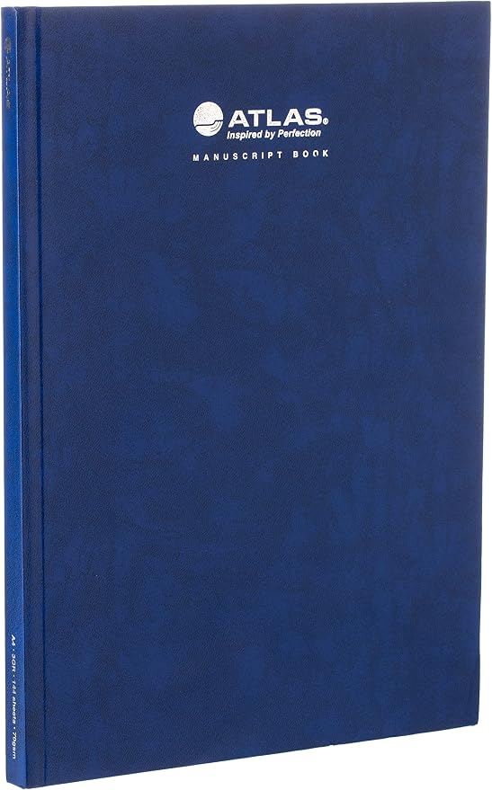 Atlas Manuscript Book in black, 10 x 8 inches with 192 pages, suitable for writing and note-taking.