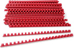 Red Atlas A4 binding comb spine, 16mm size, used for binding documents with durable plastic combs.