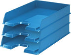 3-Tier Blue Plastic Document Tray for Desk Organisation