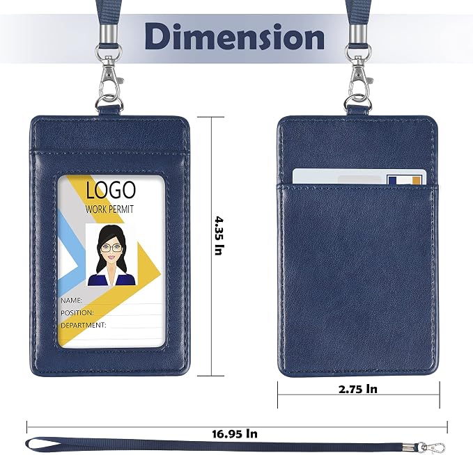 Dark Blue PU Leather ID Card Holder Secondary image