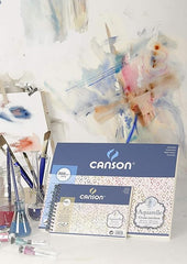 Canson Spiral Water Colour Pad 12.5x18cm 300gsm 12 Sheets Natural White Cold Pressed - Al Masam Stationery LLC