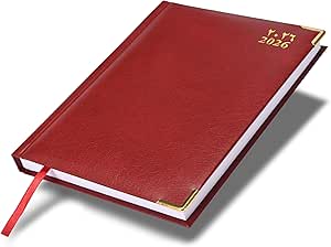 FIS Maroon A5 Gold-Corner Vinyl 2026 Diary - FSDI22AE26MR