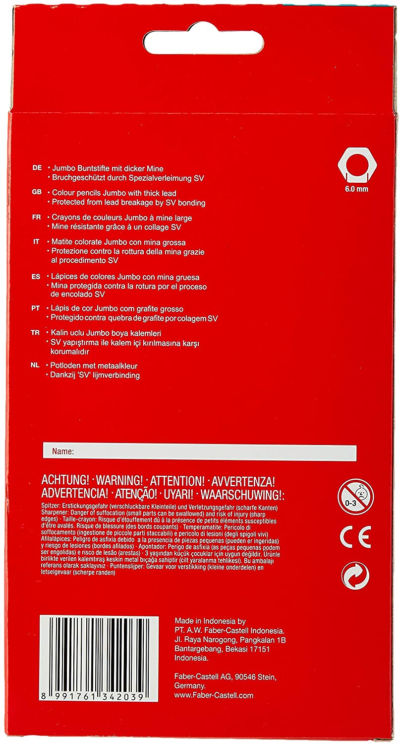 FABER-CASTELL Colour Pencil Jumbo 12 with sharpener - Al Masam Stationery LLC