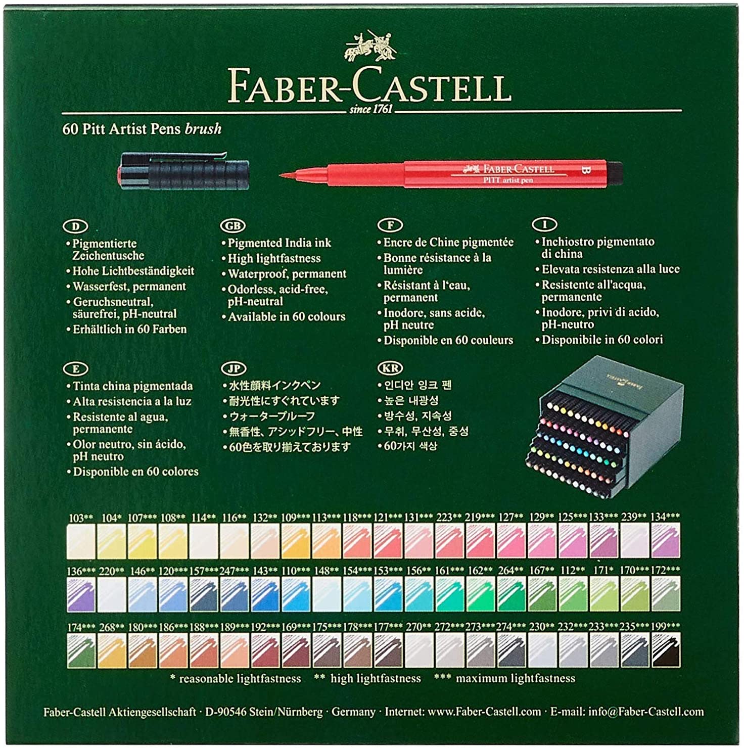 FABER-CASTELL 60 PITT ARTIST PENS BRUSH - Al Masam Stationery LLC