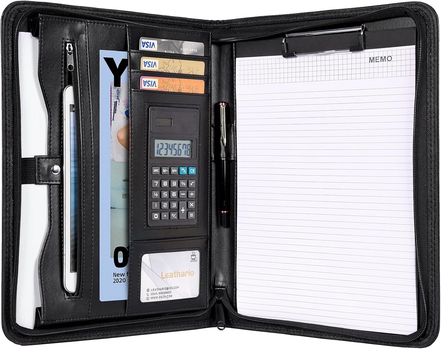 Portfolio with Calc. /pad /side Pocket -Blk (Alpha) - Al Masam Stationery LLC
