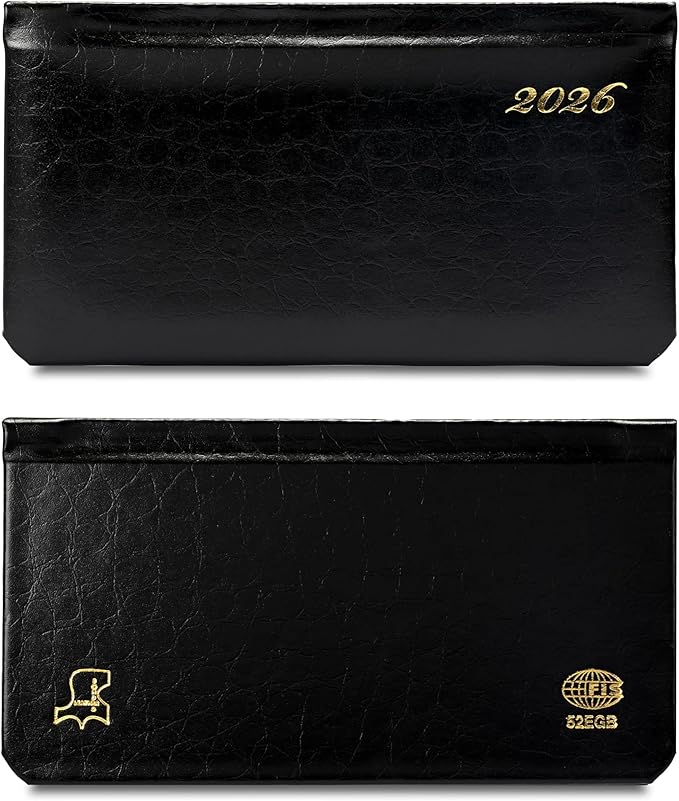 FIS Black Slim Leather Gold 2026 Weekly Diary - FSDI52EGB26BK - Al Masam Stationery LLC