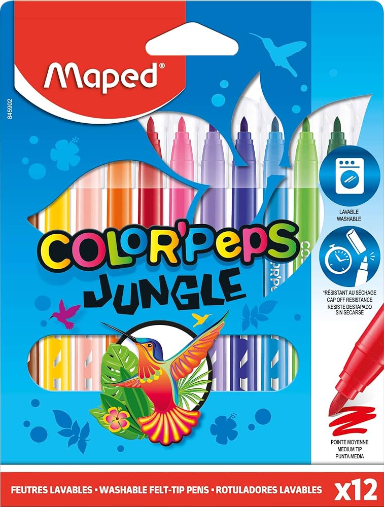 Maped Color Peps Felt Tip Jungle Pack 12 Colors - Al Masam Stationery LLC Main image