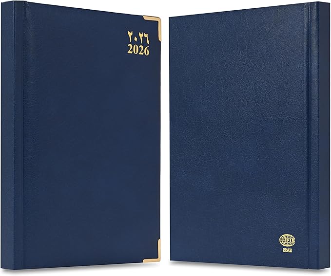 FIS Blue A5 Gold-Corner Vinyl 2026 Diary - FSDI22AE26BL - Al Masam Stationery LLC