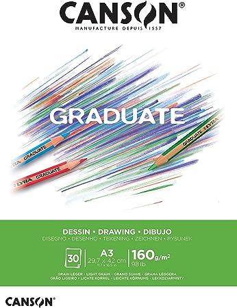 Canson Graduate Drawing Pad A4 160gsm 30 Sheet White Paper - Al Masam Stationery LLC