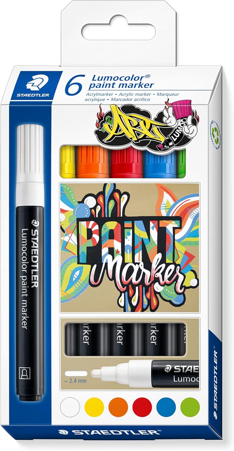 Staedtler Lumocolor Paint Markers - Assorted Colours (Pack of 6) - Al Masam Stationery LLC Main image