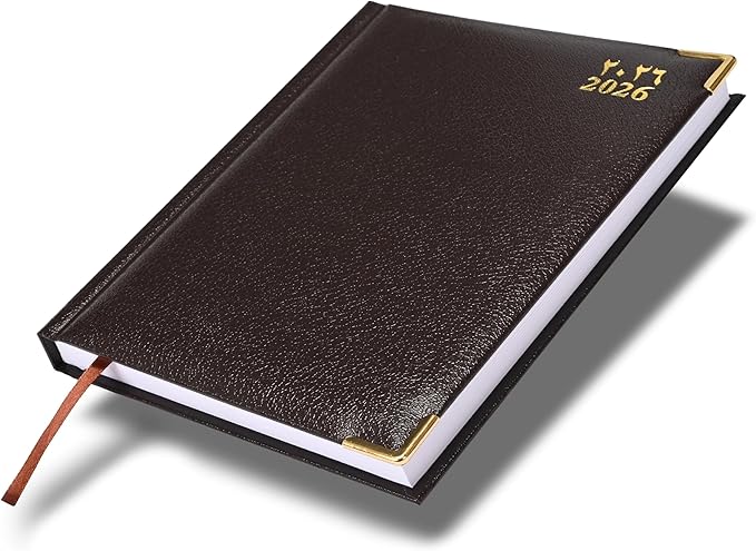 FIS Chocolate A5 Gold-Corner Vinyl 2026 Diary - FSDI22AE26CH Main image
