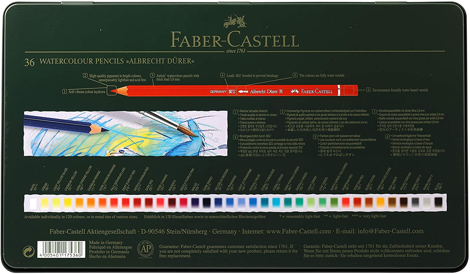 FABER-CASTELL Albrecht Durer Artists Water Color Pencils - (Pack of 36) - Al Masam Stationery LLC
