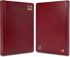 FIS Maroon A4 Leather Gold Edge Arabic-English 2026 Diary - FSDI45AEGB26MR