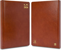 FIS Brown A4 Leather Gold Edge Arabic-English 2026 Diary - FSDI45AEGB26BR - Al Masam Stationery LLC