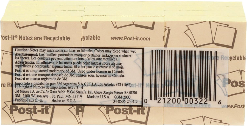 Post-it® Notes – Canary Yellow, 1.5 x 2 in, 12 Pads