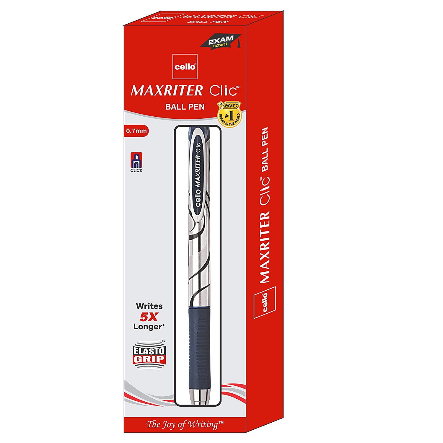 The Cello Maxriter 0.7mm Blue Bl is a high-quality writing instrument designed for precision and smooth writing. With a 0.7mm tip and blue ink, it delivers clean, precise lines every time. Perfect for both personal and professional use, this pen is a must-have for any writing task.  Longest-writing click pen - writes 5x other click pens 0.7 mm tip gives bold writing Fashionable pen design