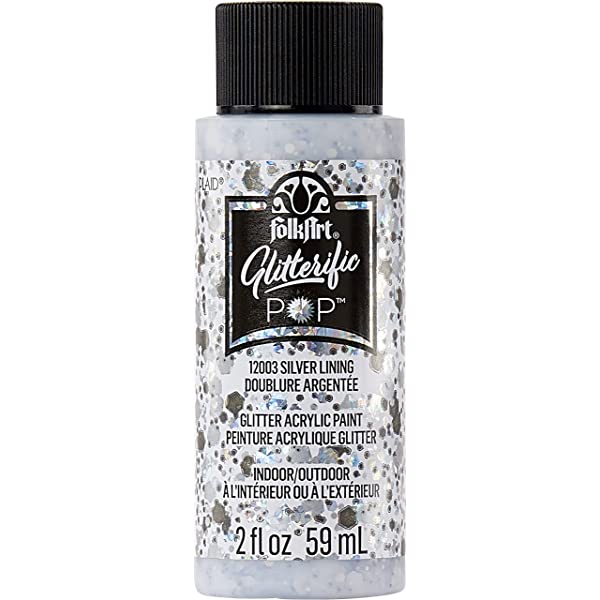 Folkart Glitterific Water Based Paints - Silver 59Ml - MSP 5876 - Al Masam Stationery LLC Main image