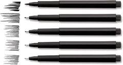 FABER-CASTELL PITT Artist Drawing Ink Pen Black Wallet of 4 (Asst Line Widths) - Al Masam Stationery LLC