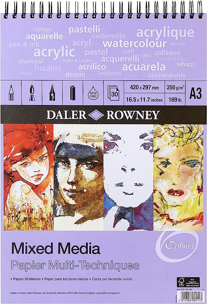 Daler Rowney - Mixed Media Spiral Sketchpad - 250gsm - 30 Pages - A3 - Al Masam Stationery LLC Main image
