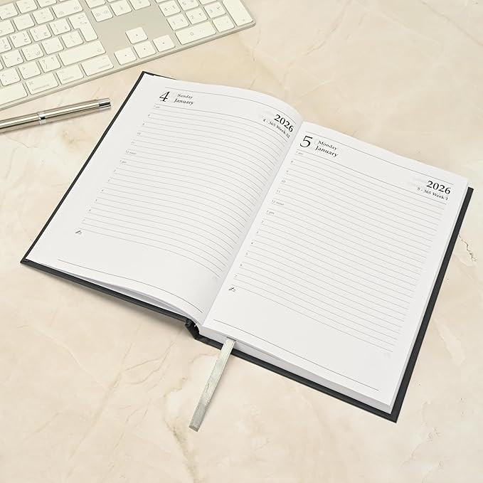 FIS Grey A5 Padded Hard Cover Vinyl 2026 Diary-FSDI18E26GY - Al Masam Stationery LLC