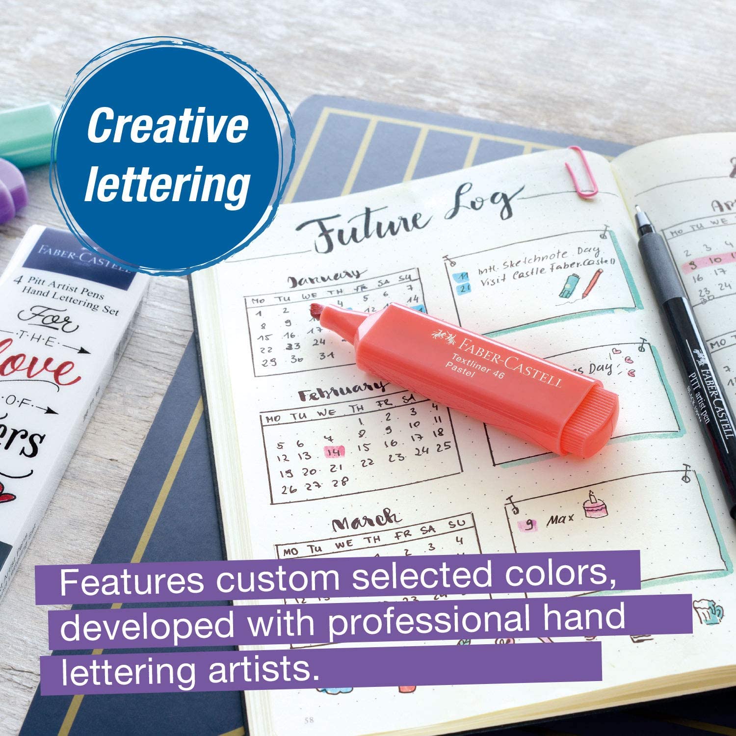 FABER-CASTELL India ink Pitt  Artist Pen Lettering 4x - Al Masam Stationery LLC