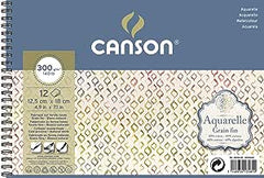 Canson Spiral Water Colour Pad 12.5x18cm 300gsm 12 Sheets Natural White Cold Pressed - Al Masam Stationery LLC