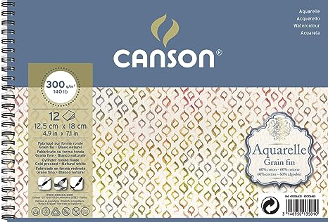 Canson Spiral Water Colour Pad 12.5x18cm 300gsm 12 Sheets Natural White Cold Pressed Secondary image