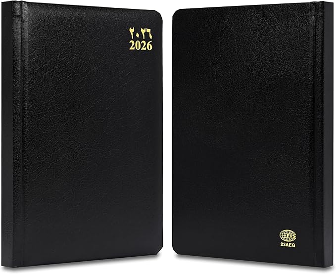 FIS Black A5 Gold-Edge Vinyl 2026 Daily Diary - FSDI23AEG26BK - Al Masam Stationery LLC