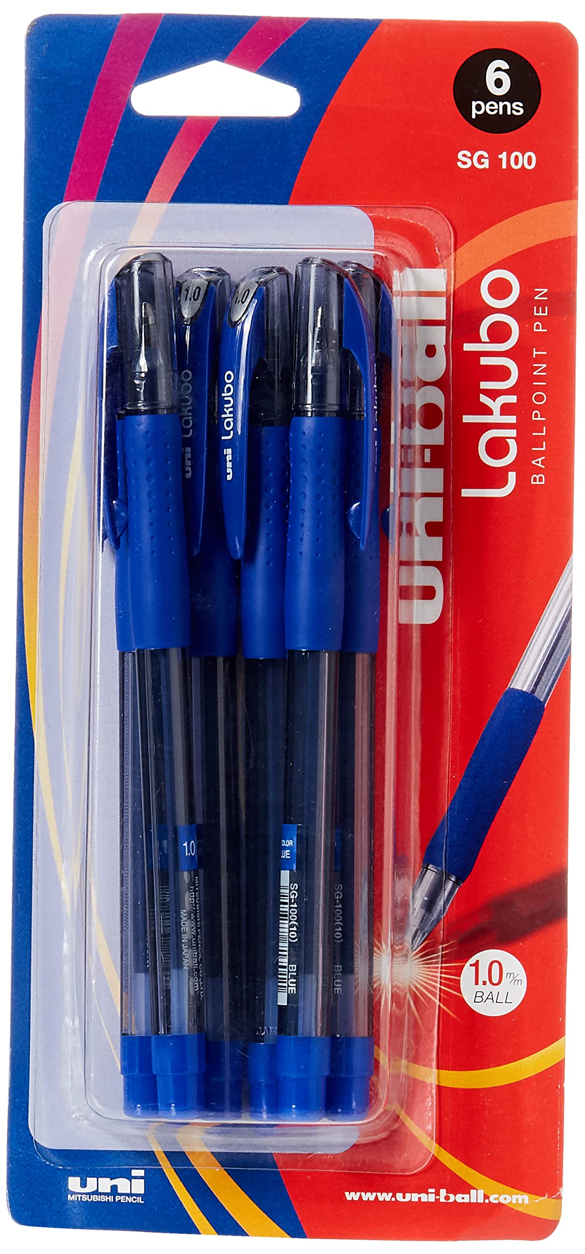 Mitsubishi Uni Ball & Lakubo Ball Point Pen Blister 6 Pcs Blue - Al Masam Stationery LLC