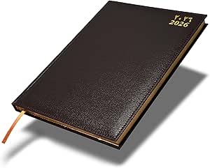 FIS Chocolate A4 Vinyl Gold Edge Arabic-English 2026 Diary - FSDI43AEG26CH Main image
