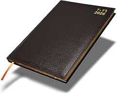 FIS Chocolate A4 Vinyl Gold Edge Arabic-English 2026 Diary - FSDI43AEG26CH