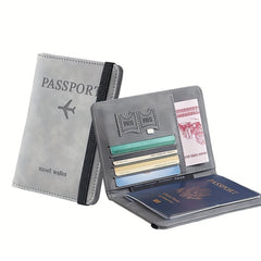 ELMAS 1pc RFID Passport Holder, Thin Passport Wallet, Leather Surface, Multi Functional Wallet, Travel Passport Holder, Cute Card Holder