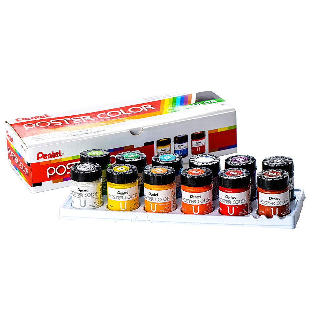 Pentel WPU2 Poster Color 30ml set of 12colors - Al Masam Stationery LLC