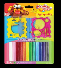 Kiddy Clay Modelling Clay 12 Color and 3 Fix Mold - Al Masam Stationery LLC