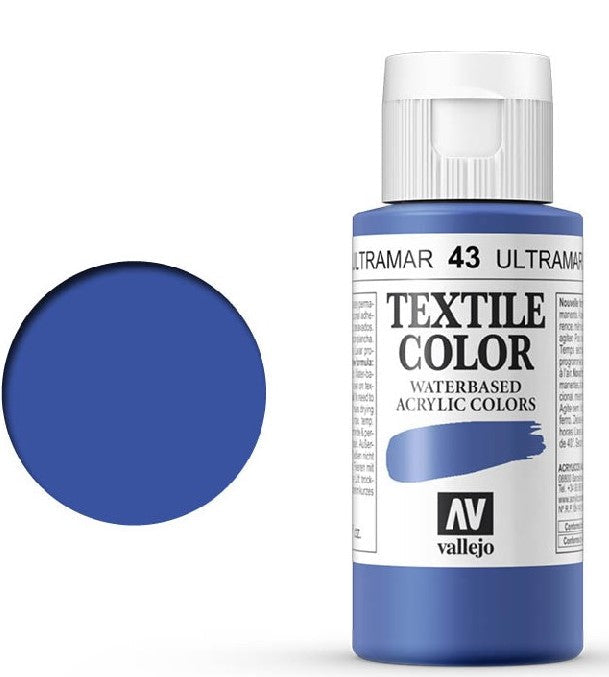 VALLEJO TEXTILE COLOR 43: 60 ML. ULTRAMARINE BLUE - Al Masam Stationery LLC