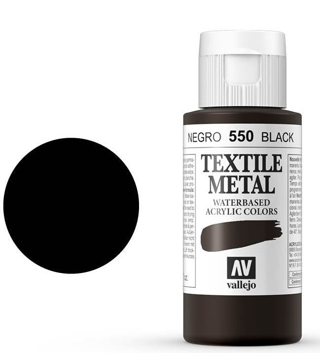 VALLEJO TEXTILE COLOR 550: 60 ML. BLACK METAL - Al Masam Stationery LLC