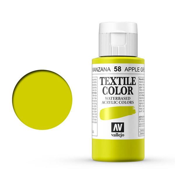 VALLEJO TEXTILE COLOR 58: 60 ML. APPLE GREEN - Al Masam Stationery LLC