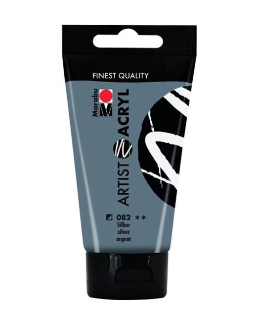 Marabu Artist Acryl, 082 Silver, 75 Ml - Al Masam Stationery LLC