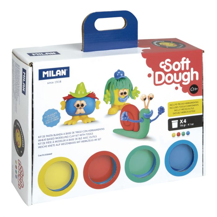 Kit 4 cans 116 g  Soft Dough with tools 'Funny faces' - Al Masam Stationery LLC Main image