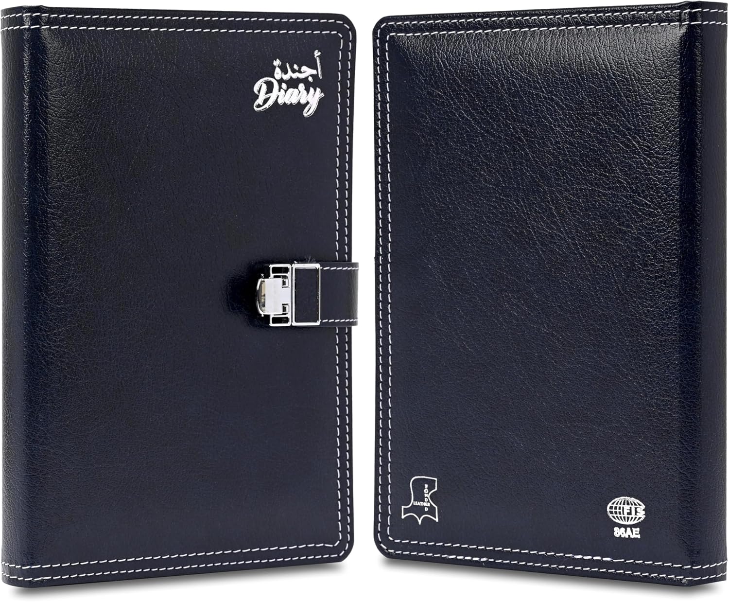 FIS Blue A5 Leather Lock 2026 AE Diary - FSDI86AE26D02 - Al Masam Stationery LLC