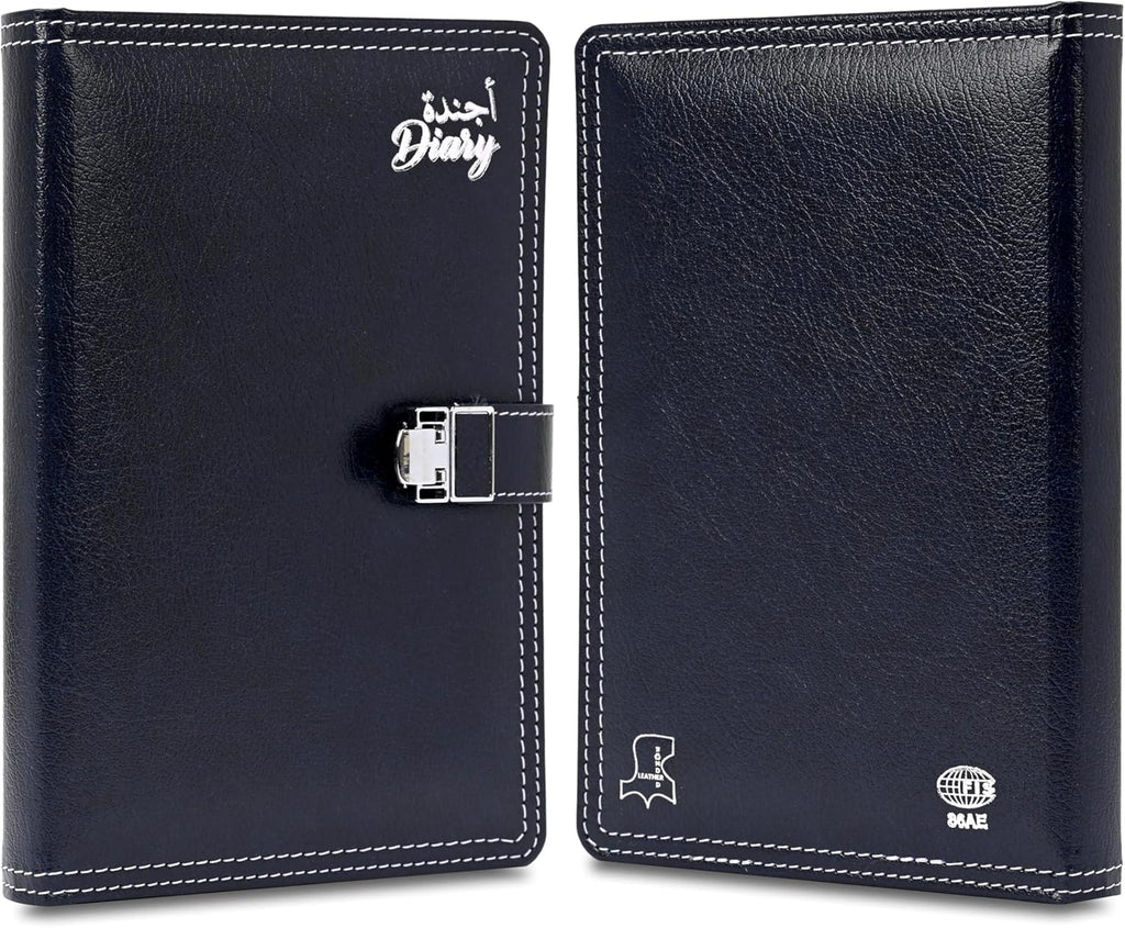 FIS Blue A5 Leather Lock 2026 AE Diary - FSDI86AE26D02 - Al Masam Stationery LLC