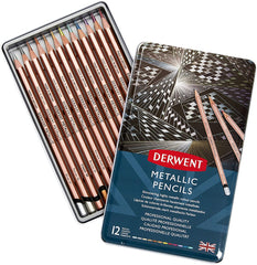 Derwent Colored Pencils, Drawing, Art, Metal Tin, Metallic, 12 Count - Al Masam Stationery LLC