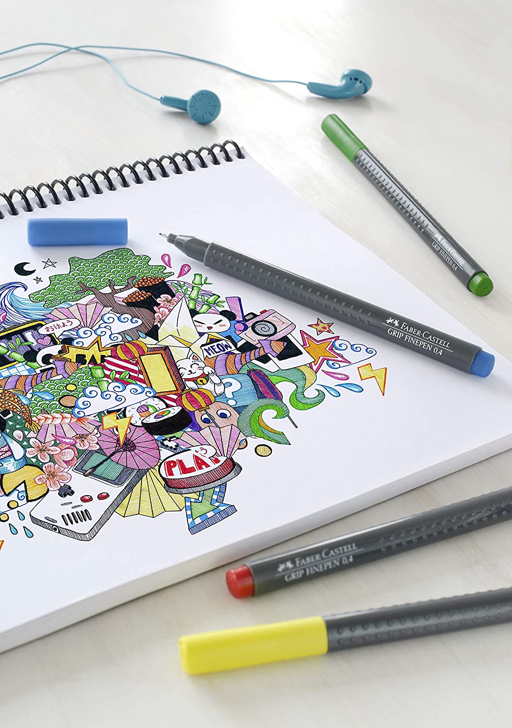 FABER-CASTELL Grip Fine Pen Plastic Wallet of 10 colors 0.4mm - Al Masam Stationery LLC