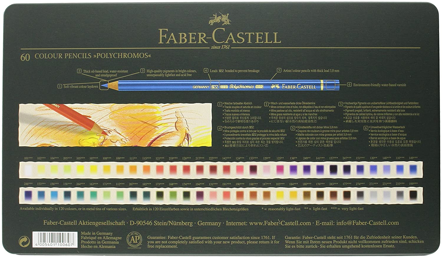 FABER-CASTELL Polychromos Artists Color Pencils - (60 Pcs) - Al Masam Stationery LLC