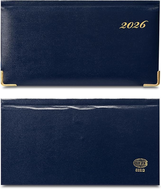 FIS Blue Slim Vinyl Gold 2026 Weekly Diary - FSDI52EG26BL - Al Masam Stationery LLC